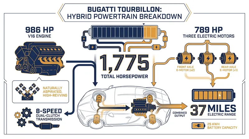 The Tourbillon utilizes a plug-in hybrid architecture to supplement its naturally aspirated engine.