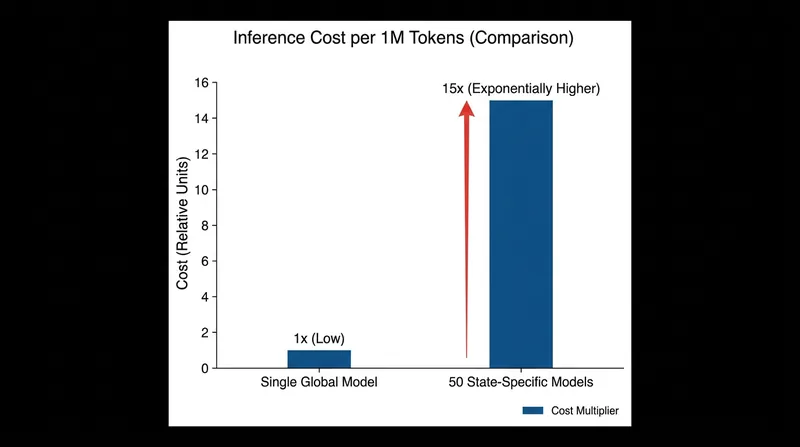 Serving different model instances for different jurisdictions would multiply inference costs exponentially.