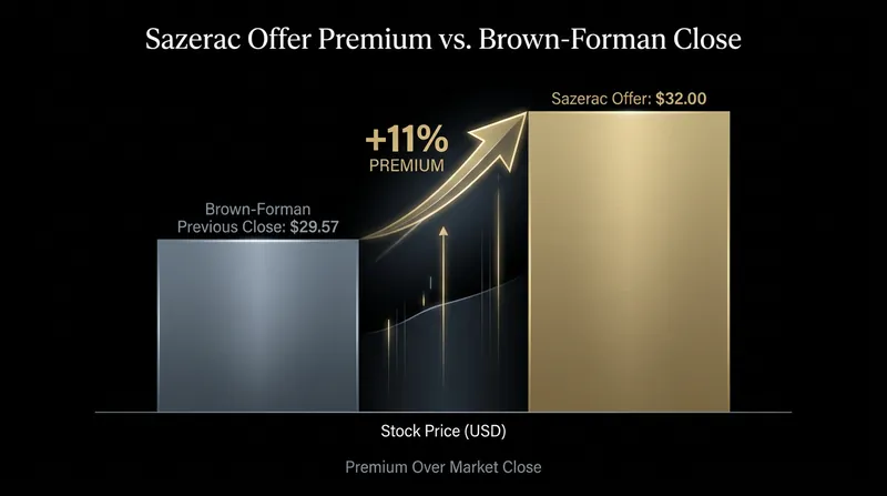 Sazerac's all-cash offer represented an 11% premium over Brown-Forman's market capitalization.