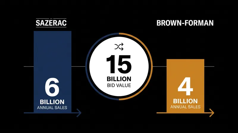A comparison of the two distilling giants' annual net sales and the scale of the proposed acquisition.