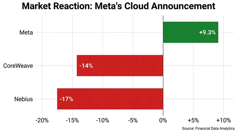 The announcement sent Meta shares surging while heavily impacting specialized neocloud competitors.