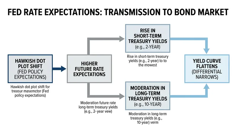 How shifts in the Fed's dot plot mechanically transmit to borrowing costs across the broader economy.