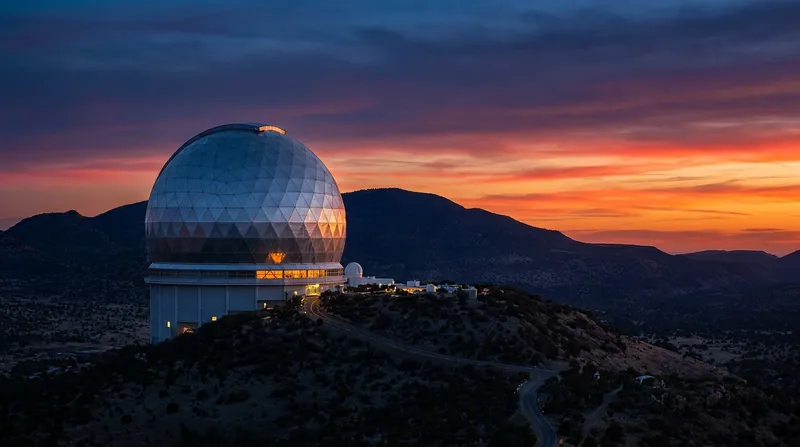The Hobby-Eberly Telescope at the McDonald Observatory, home to the Habitable-zone Planet Finder instrument.