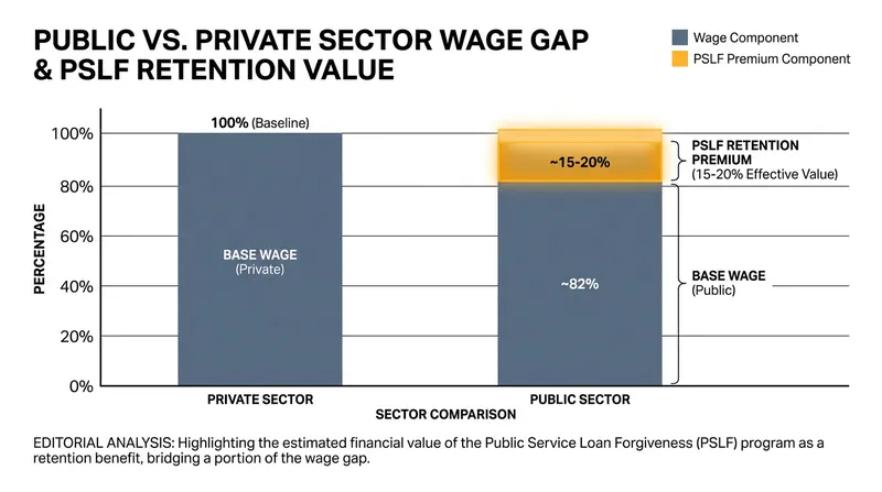 Economic evidence shows PSLF acts as a critical retention tool, offsetting lower public sector wages.