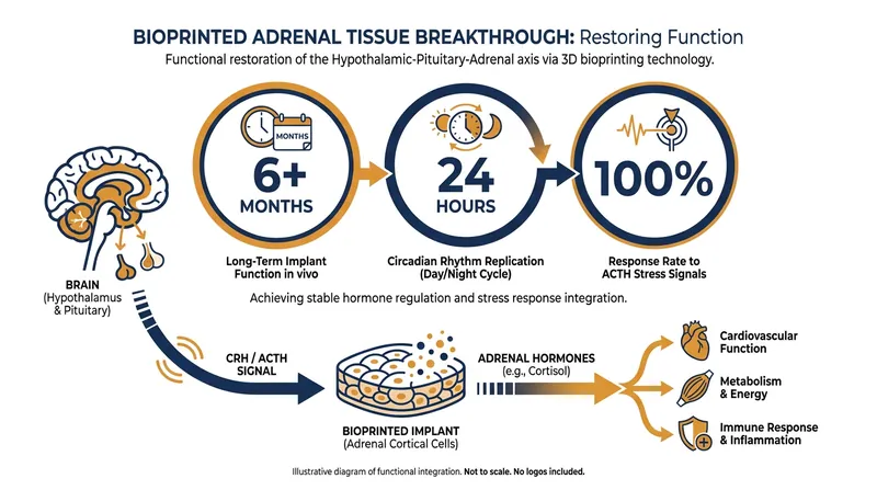 The bioprinted implants successfully integrated into the hypothalamic-pituitary-adrenal (HPA) axis in animal models.