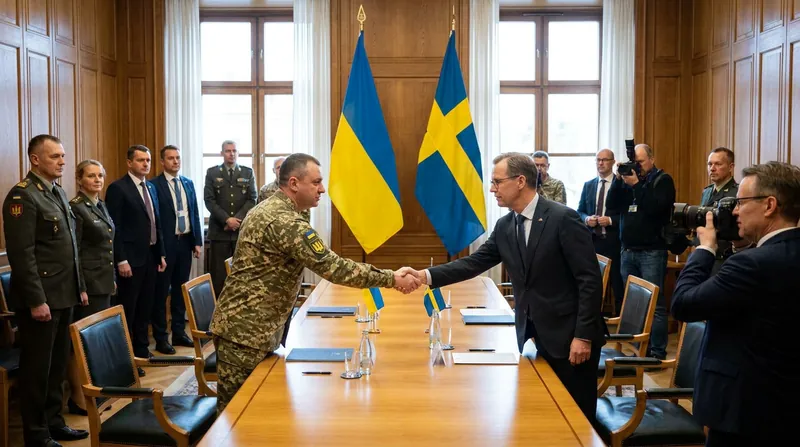 Ukrainian and Swedish officials finalize the defense pact in Stockholm.