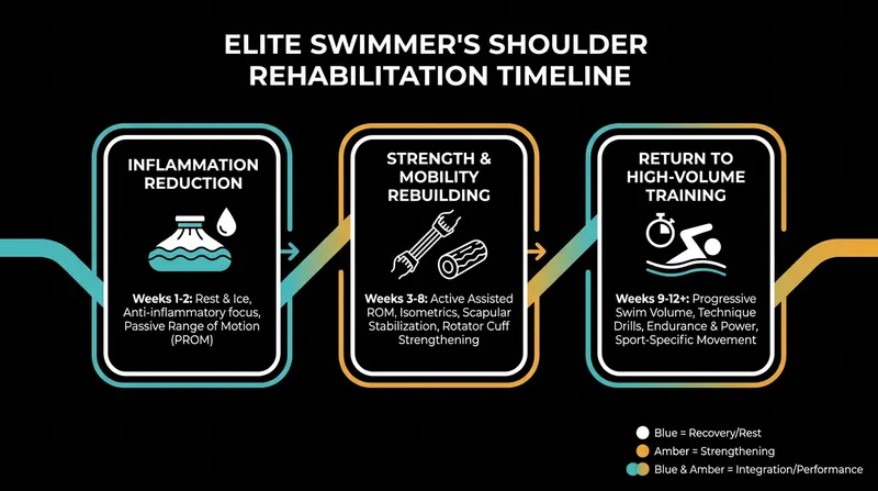 The phased approach to shoulder recovery allows biological tissues to heal before bearing high-intensity loads.