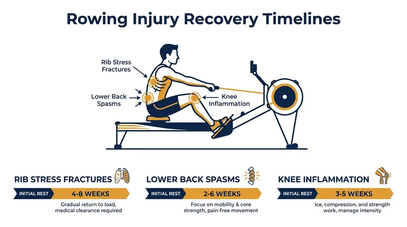 Rowing places immense repetitive stress on the body, requiring carefully managed rehabilitation windows to ensure a safe return to the water.