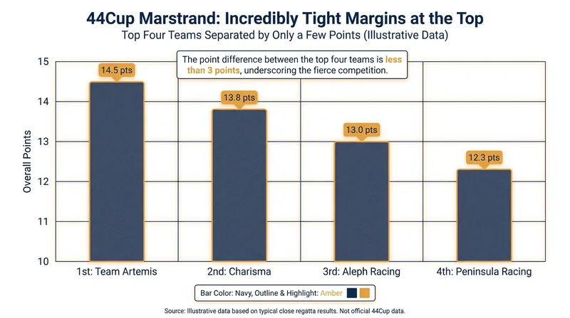 The Marstrand event leaderboard highlighted the razor-thin margins of the RC44 class.