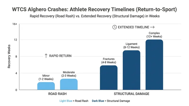 Recovery timelines for the WTCS Alghero crash victims show a swift return to the peloton.