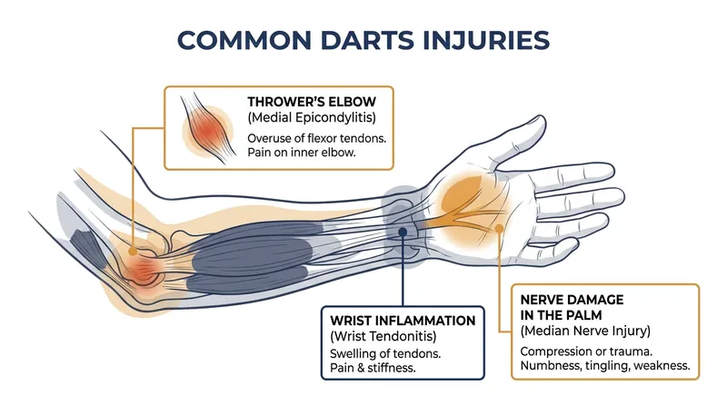 The repetitive strain of professional darts places immense pressure on the hand, wrist, and elbow tendons.