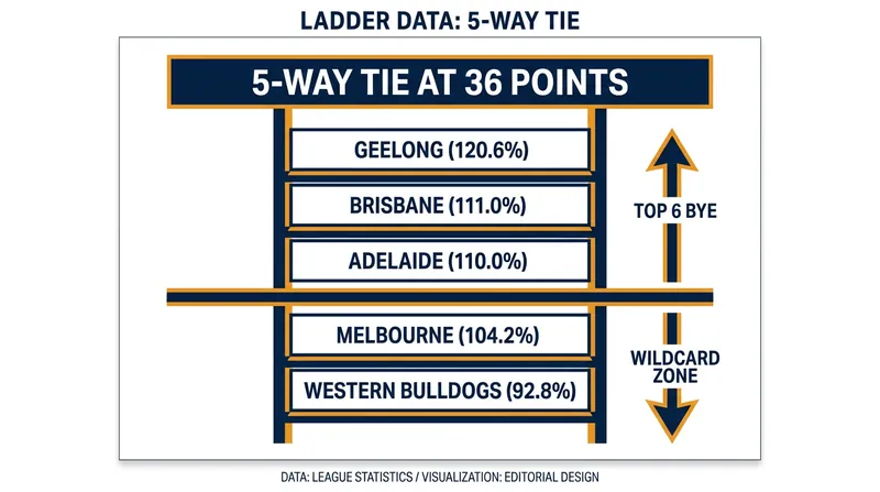 The 36-Point Logjam: How percentage separates a week off from a sudden-death final.