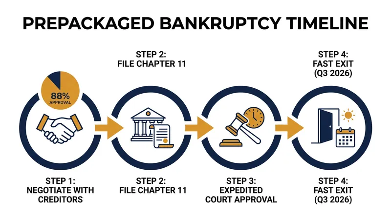 By securing creditor approval before filing, companies can move through the bankruptcy courts in a matter of months.