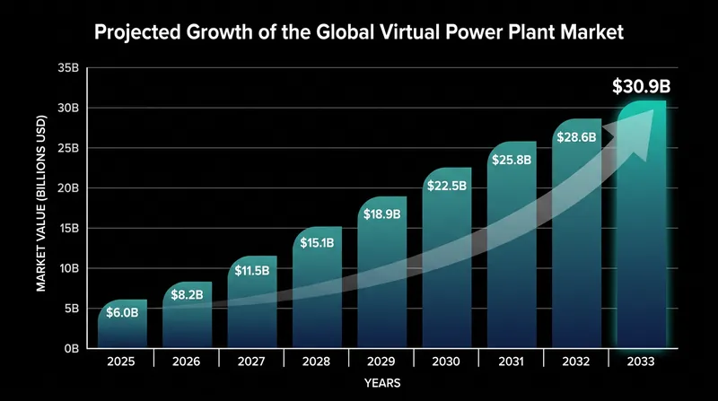 The global Virtual Power Plant market is projected to expand rapidly, reaching $30.9 billion by 2033.