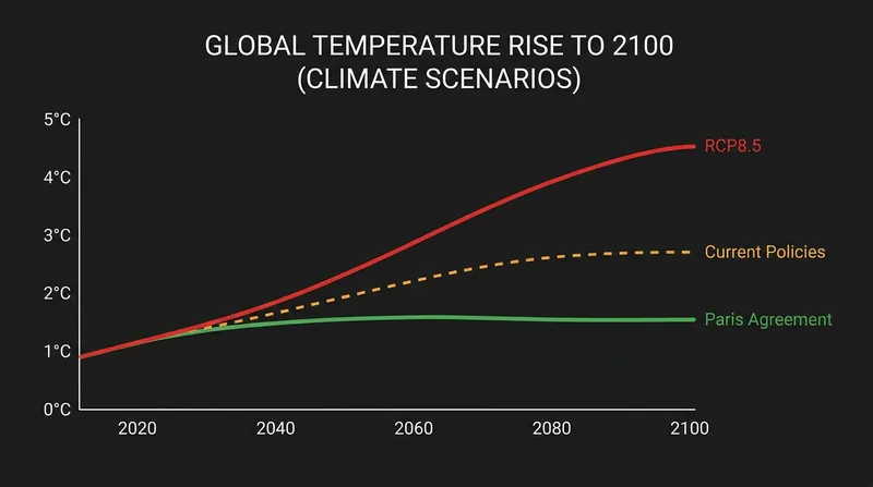 How the retirement of RCP8.5 shifts the baseline expectation for 2100 warming.