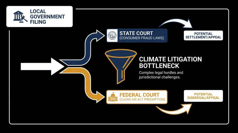The jurisdictional tug-of-war is the central battleground in current climate litigation.