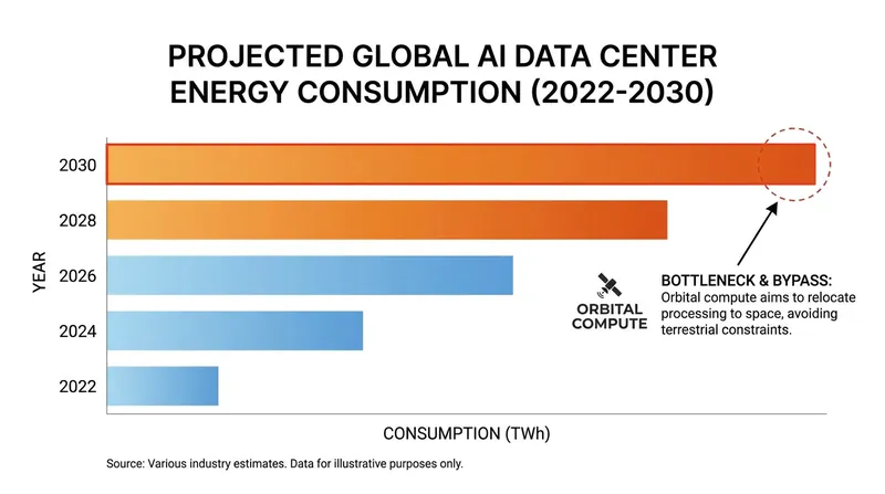 The exponential growth of AI energy demands is straining terrestrial power grids.