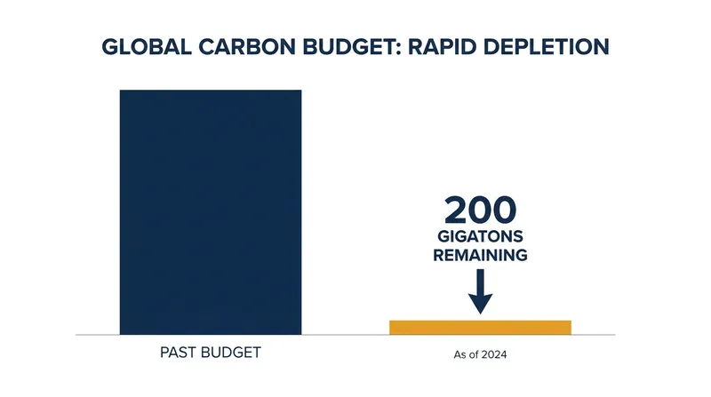 The remaining carbon budget for a 50% chance of limiting warming to 1.5°C has shrunk to just 200 gigatons.