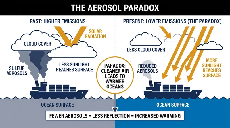 Reductions in reflective sulfur pollution from shipping have inadvertently unmasked the true warming potential of greenhouse gases.