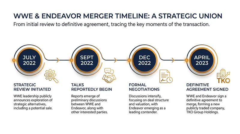 Timeline of the key communications leading up to the formation of TKO Group Holdings.