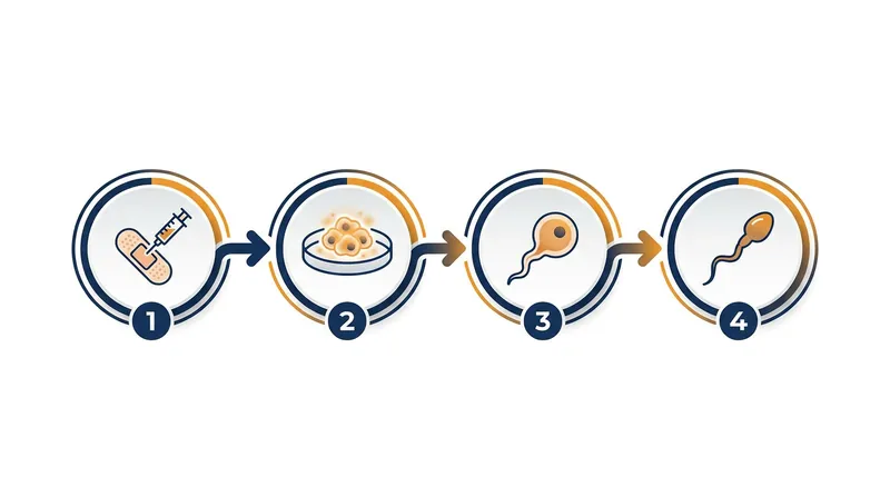 The IVG process reprograms adult skin or blood cells back into an embryonic state before guiding them to become sperm.