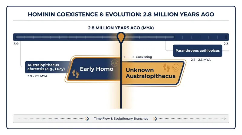 The new fossils prove that early Homo and Australopithecus shared the landscape 2.8 million years ago.
