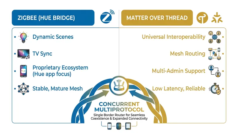 By running both protocols, users retain proprietary ecosystem features while gaining open-standard compatibility.