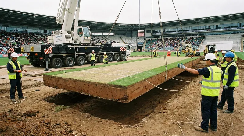 Drop-in pitch technology allows organizers to cultivate the playing surface off-site before installing it into the stadium.