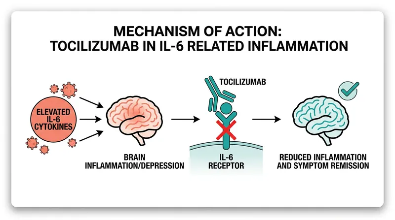 How blocking the Interleukin-6 (IL-6) pathway halts the inflammatory cascade that drives 'sickness behavior' and depression.