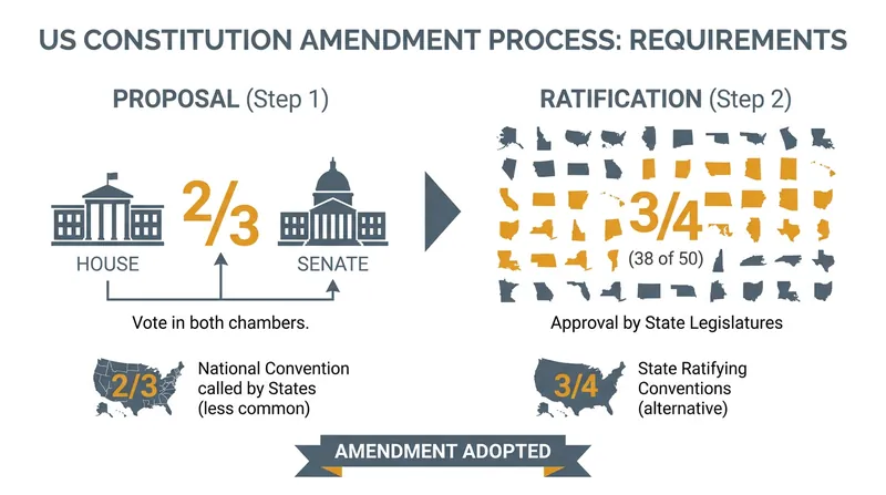 Amending the Constitution requires a massive supermajority at both the federal and state levels.