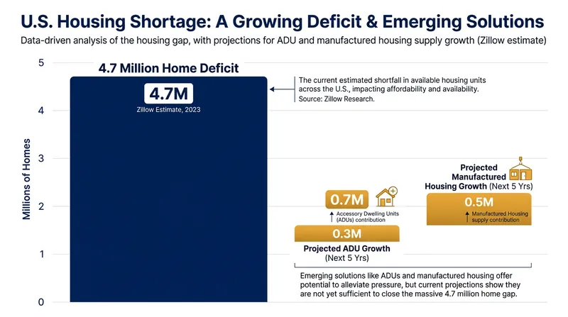Economists estimate the U.S. is short 4.7 million homes, a gap federal officials hope to close with small-scale housing.