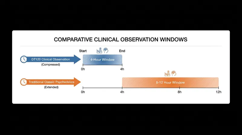 By compressing the psychoactive window, DT120 aims to make clinical administration scalable and cost-effective.