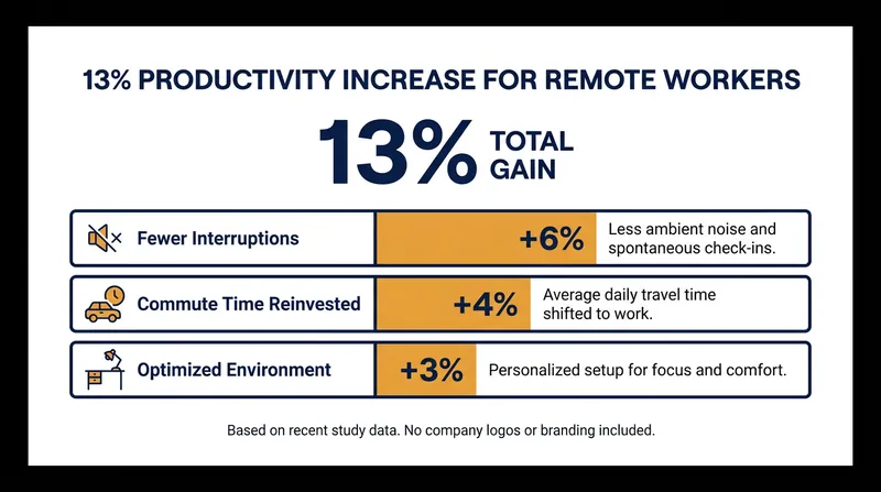 Where the 13% remote productivity gain comes from, according to 2026 economic telemetry.