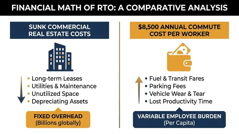 The competing financial pressures driving the return-to-office debate.