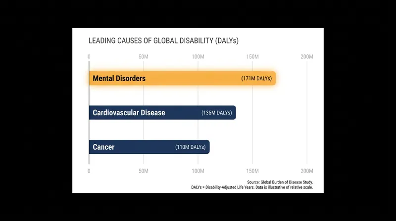 Mental disorders have officially surpassed physical ailments as the leading driver of global disability.