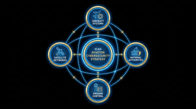 The ICAO strategy treats cybersecurity as indistinguishable from physical safety, protecting the entire aviation data network.
