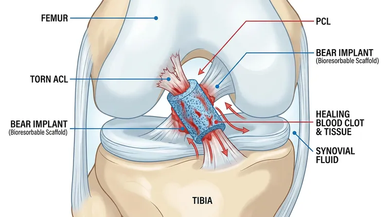 Unlike traditional grafts, the BEAR Implant acts as a biological bridge that allows the ligament to heal itself.