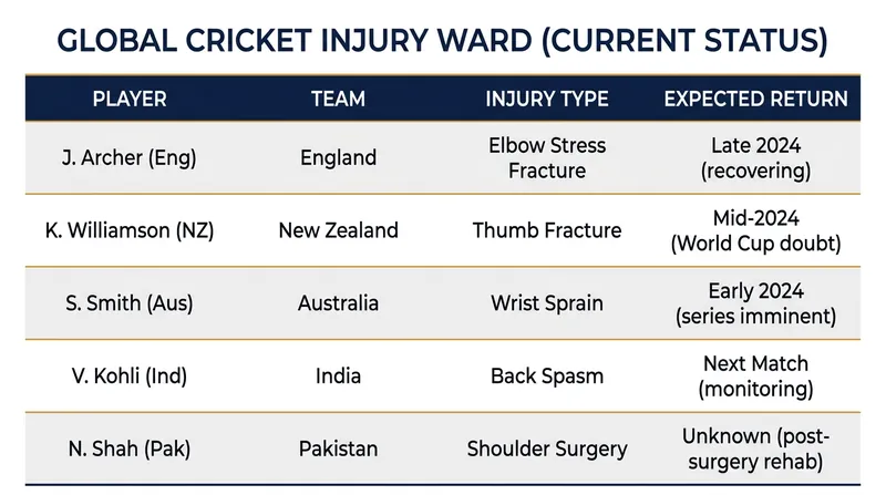 The global cricket calendar continues to take a physical toll on top players.