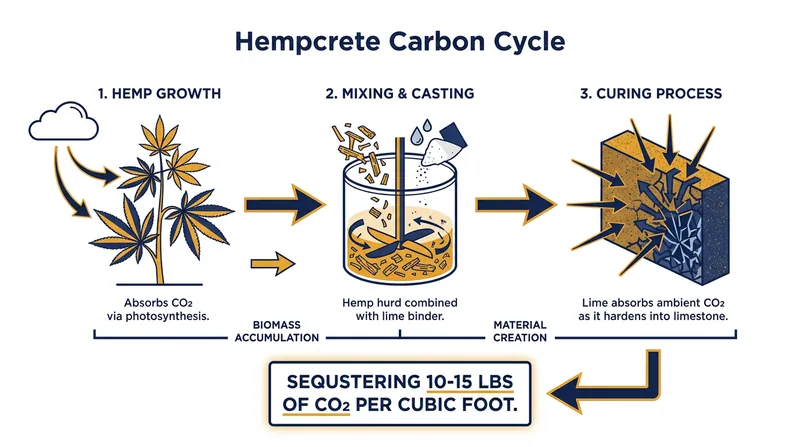 The dual-action carbon sequestration of hemp-lime biocomposites.