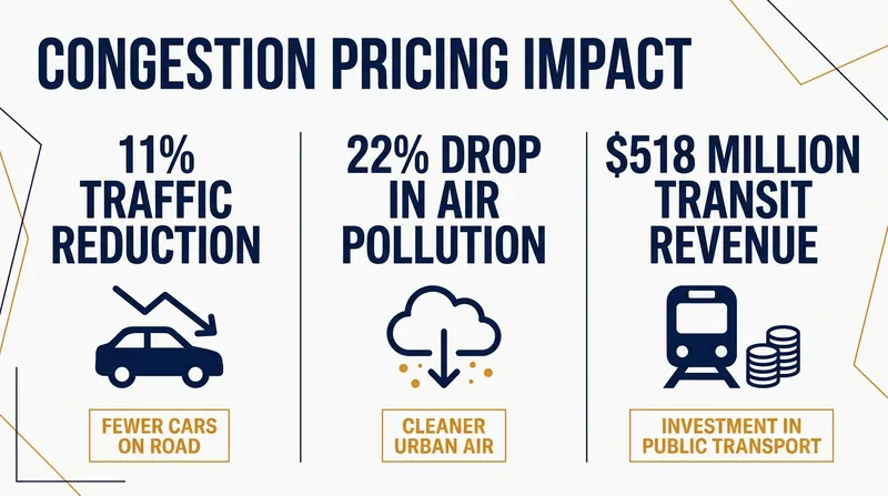 First-year data from New York City's Congestion Relief Zone shows significant improvements in traffic flow and air quality.