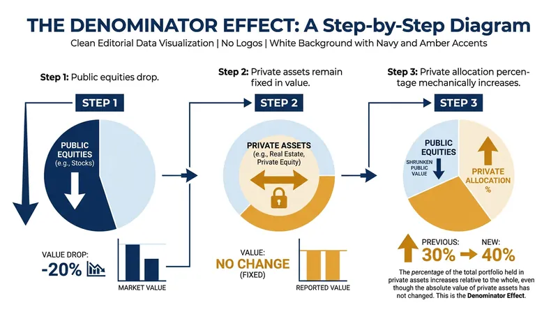 How the denominator effect forces pension funds to breach their private market allocation limits.