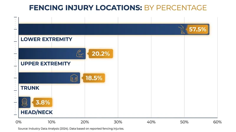 While lower-limb injuries are most common in fencing, upper-extremity function is critical for blade control.