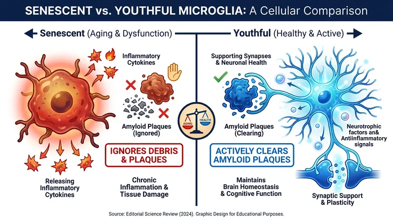 As microglia age, they stop cleaning the brain and instead trigger toxic inflammation.