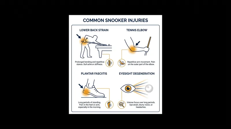 The biomechanical strain of professional snooker often leads to chronic injuries.
