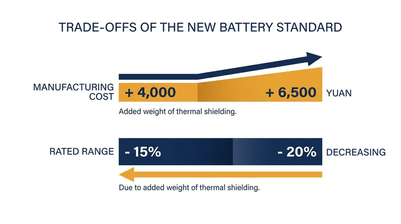 The extreme safety mandate carries tangible financial and performance penalties for EV buyers.