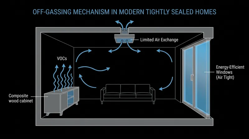 As homes become more energy-efficient and airtight, emissions from indoor furniture accumulate, driving the need for stricter factory-level regulations.