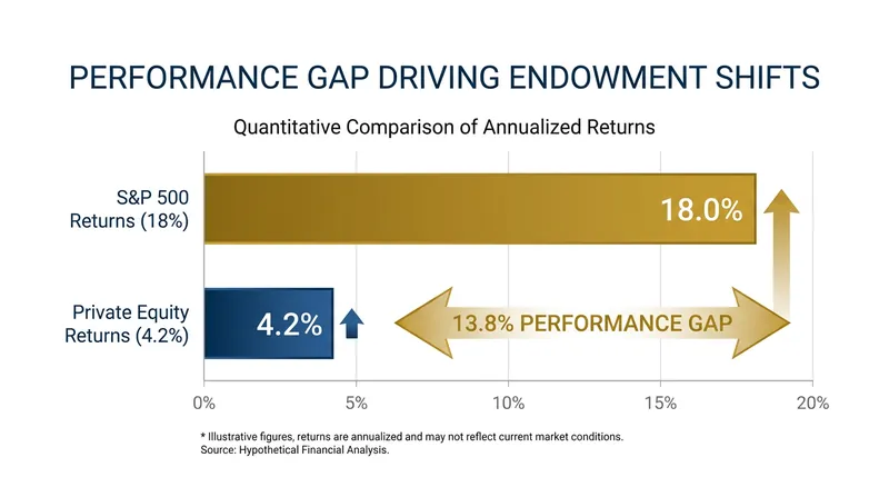 Stagnant returns in private equity are forcing endowments to seek yield in public markets.