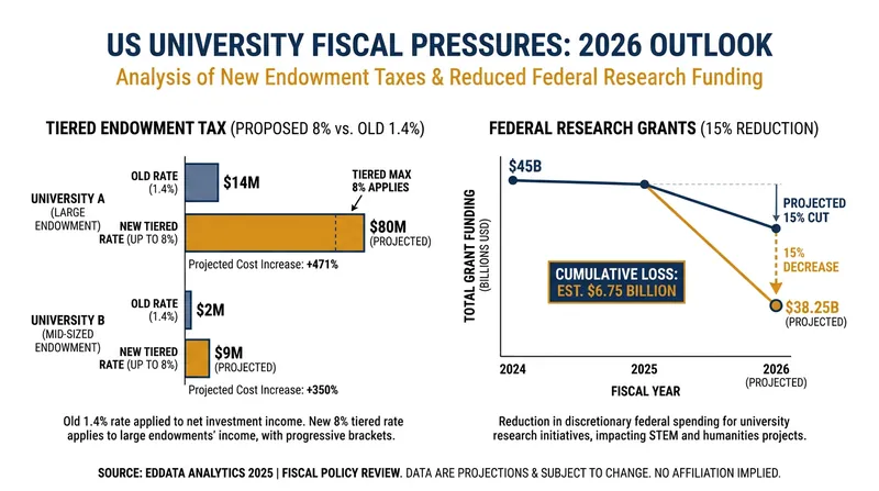 A combination of reduced federal grants and increased taxation is squeezing university operating budgets.