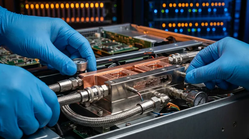 Direct-to-chip liquid cooling is becoming mandatory as air cooling fails to manage the heat of densely packed AI processors.