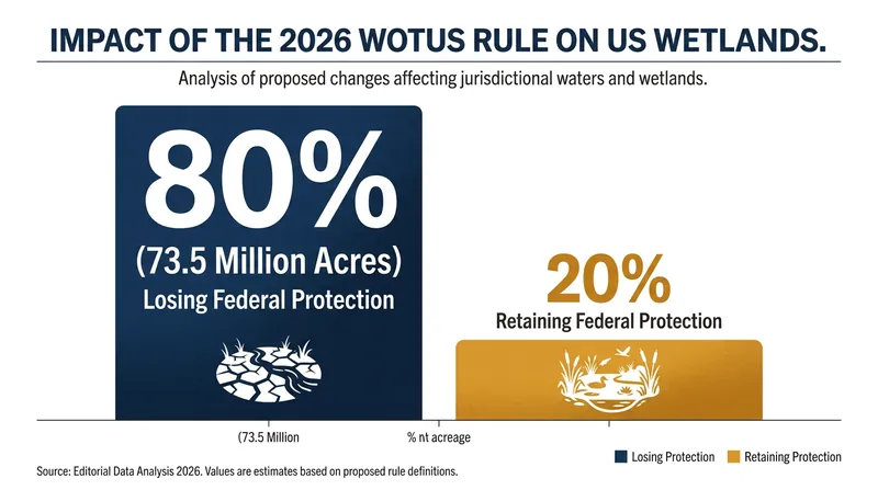 Environmental advocates estimate that up to 80% of U.S. wetlands could lose federal protection under the new definitions.
